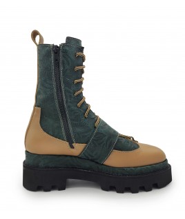 Pin Me Boots In Beige & Green